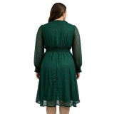 Plus Size Women Spring/Autumn Long-Sleeved Dress