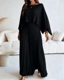 Women Cape Cover-Up + Strapless Top and Wide-Leg Pants Three-Piece