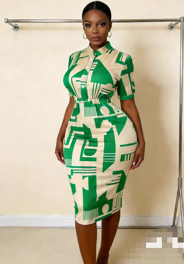 Women Printed Summer Lace-Up Maxi Holidays Dress