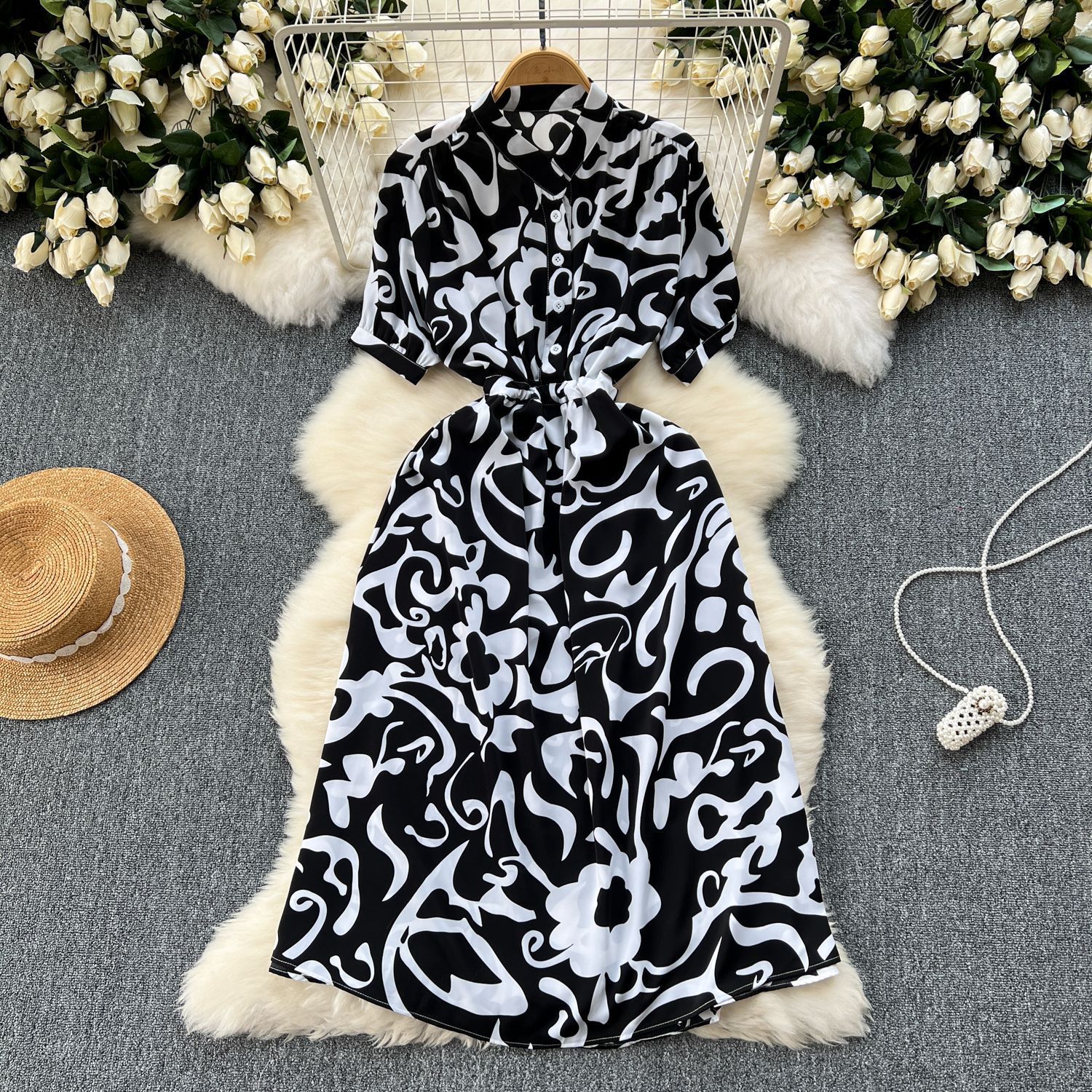Printed Lace-Up Maxi Dress for Summer Holidays