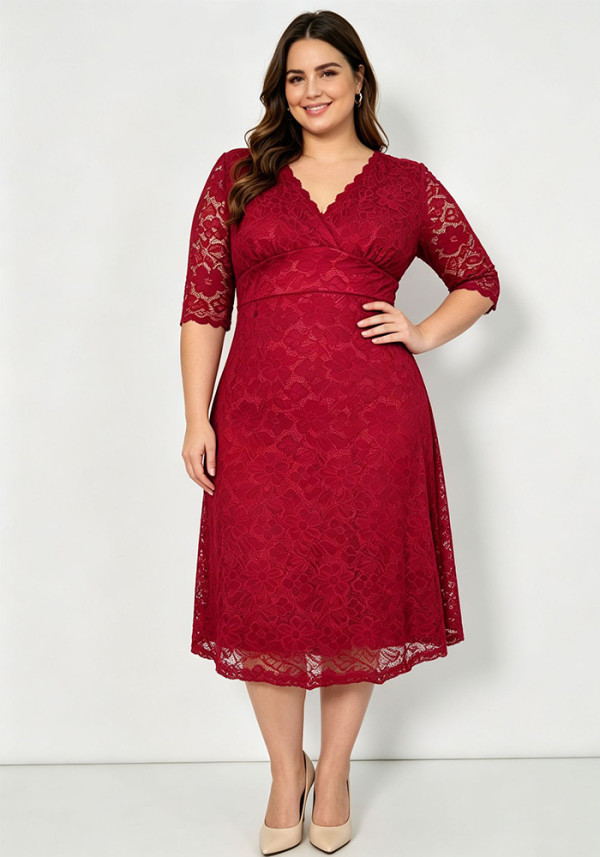Plus Size Women Lace Dress