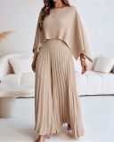 Women Cape Cover-Up + Strapless Top and Wide-Leg Pants Three-Piece