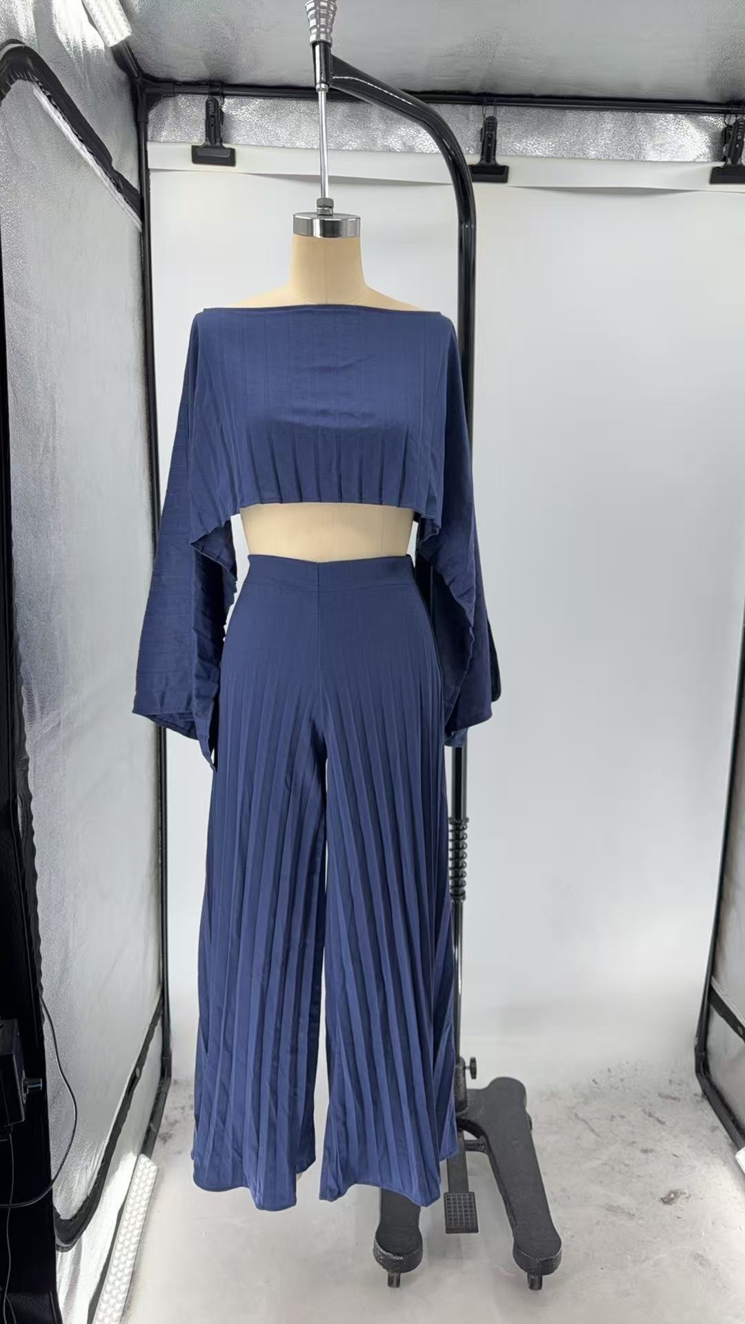 Cape Cover-Up Strapless Top & Wide-Leg Pants Three-Piece Set