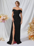 Women Sequined Strapless Wedding Mermaid Evening Dress
