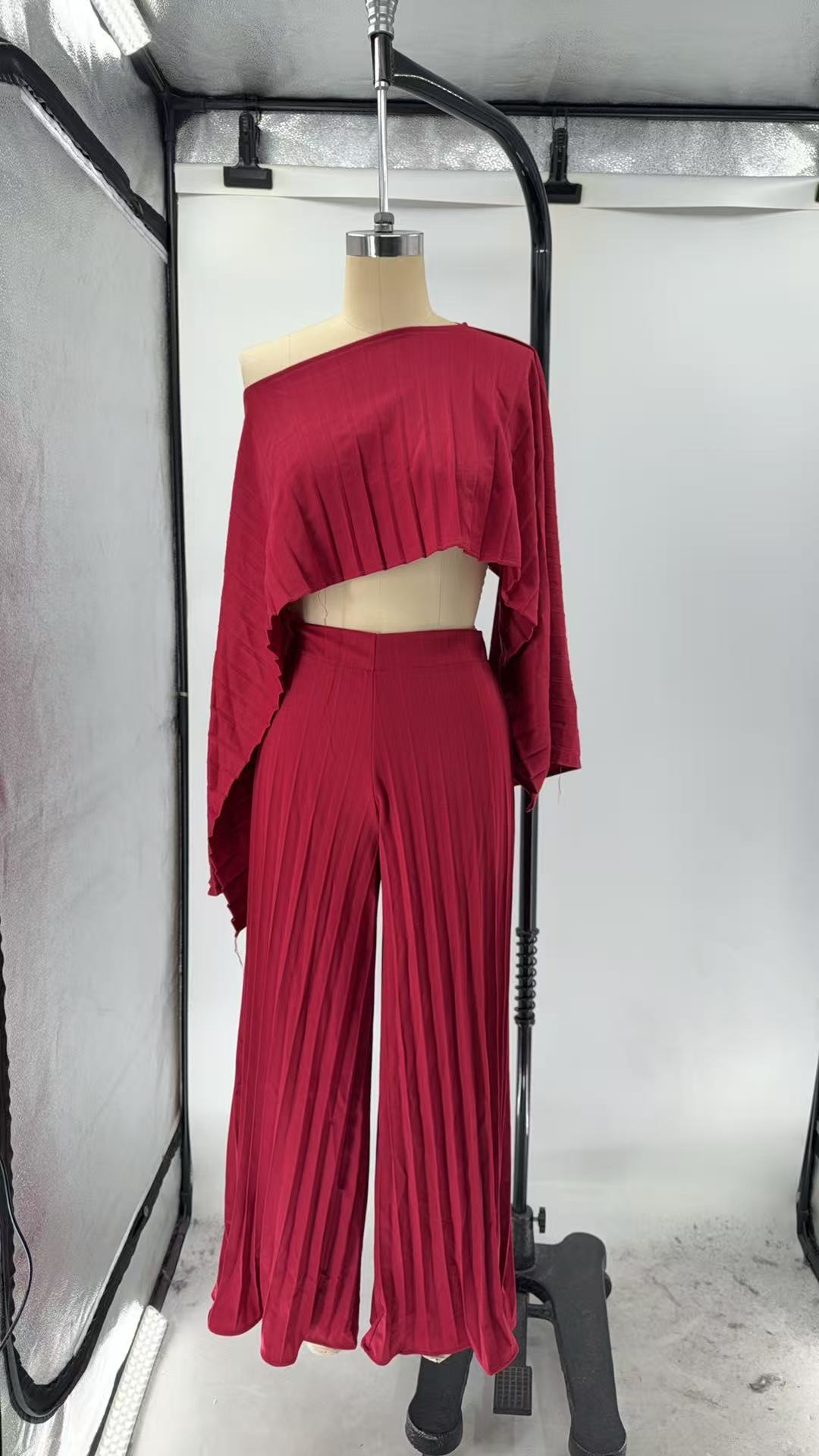 Cape Cover-Up Strapless Top & Wide-Leg Pants Three-Piece Set