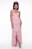 Women Halter Neck Strapless Rhinestone Irregular Holidays Dress