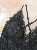 Women French-Style Slim Fit Lace See-Through Bodysuit