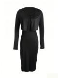 Women Jacket + Slit Camisole Dress Two-Piece Set