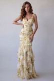Women Printed Irregular Slit Strap Dress