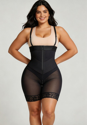 Women Diagonal Compression Waist Cincher Body Shaping Suspender Bodysuit