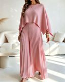 Women Cape Cover-Up + Strapless Top and Wide-Leg Pants Three-Piece
