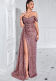 Women Sequined Strapless Wedding Mermaid Evening Dress