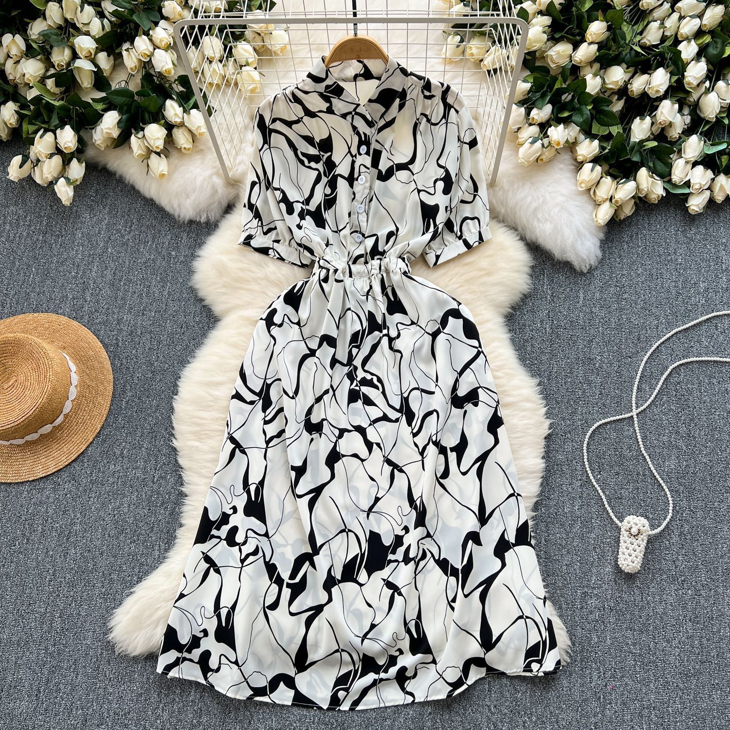 Printed Lace-Up Maxi Dress for Summer Holidays