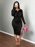 Women Jacket + Slit Camisole Dress Two-Piece Set