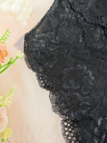 Women French-Style Slim Fit Lace See-Through Bodysuit