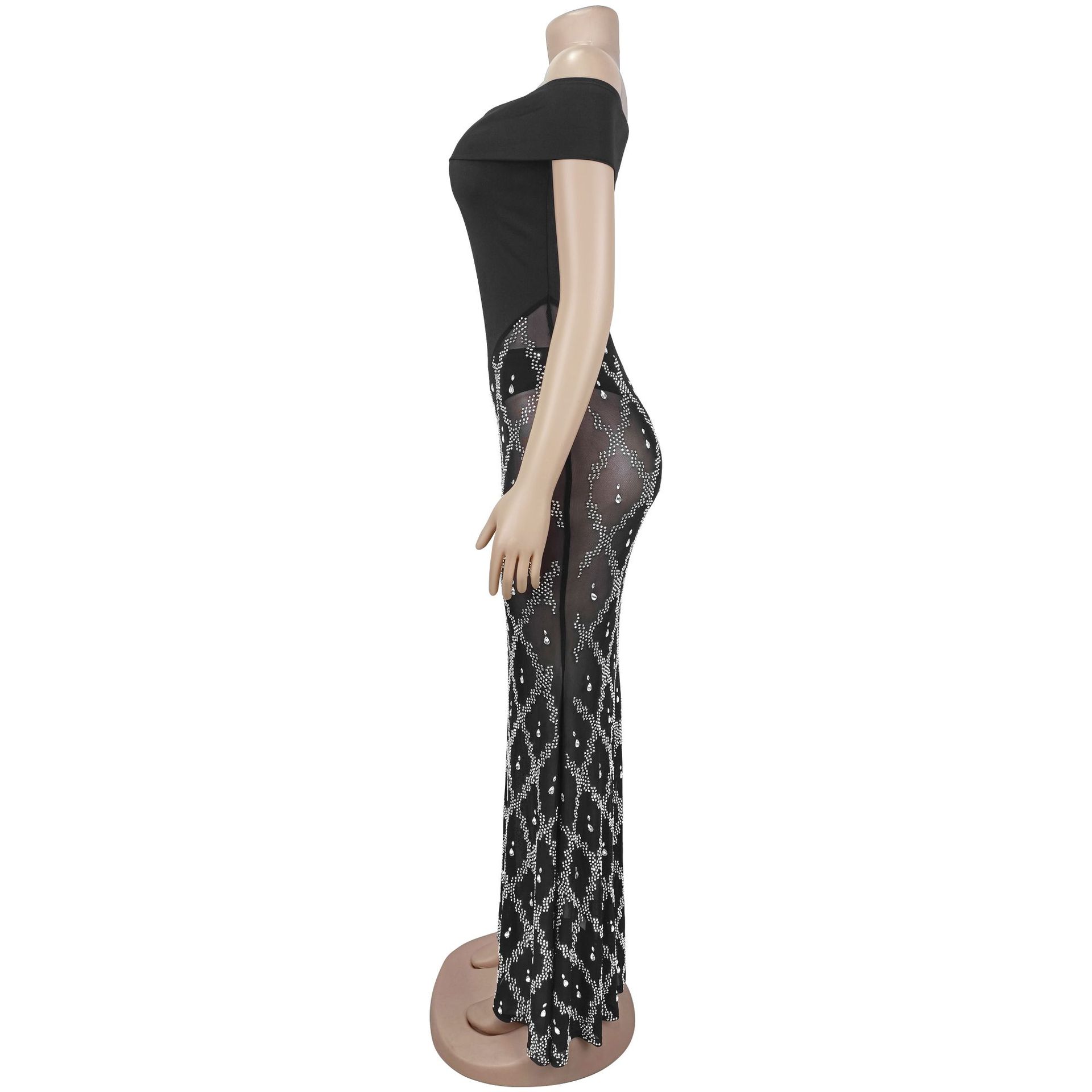 Off-Shoulder Strapless Fishtail Beaded Dress for Evening Parties