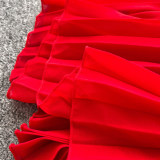 Women Beach Holidays Red Beach Dress French Halter Neck Strap Dress