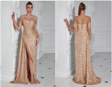 Women Sequined Strapless Wedding Mermaid Evening Dress