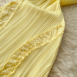 Women Off-Shoulder Lace Patchwork Knitting Summer Sleeveless Maxi Dress