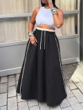 Women American Spring/Summer Drawstring Casual Skirt