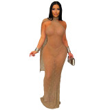 Women Sexy See-Through Lace Fishtail Maxi Dress