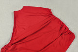 Women Solid Asymmetrical Sexy Sleeveless High-Neck Bodycon Dress