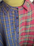 Women Summer African Patchwork Plaid Shirt Skirt