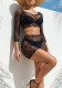 Women Beaded Mesh See-Through Cover-Up Sexy Jacquard Two-Pieces Lingerie