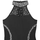 Women Halter Neck Beaded Backless Fishtail Dress