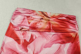 Women Pleated Halter Neck Backless Top and Printed Skirt Two-Piece Set