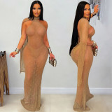 Women Sexy See-Through Lace Fishtail Maxi Dress