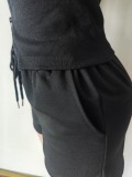 Women Casual Hooded Long-Sleeved Top and Shorts Two-Piece Set