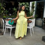 Women Summer African Solid Patchwork Maxi Dress
