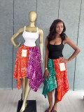 Women African Print Irregular Skirt