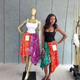 Women African Print Irregular Skirt