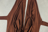 Women Halter Neck Pleated Halter Neck Solid Bell Bottom Jumpsuit