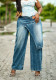 Women patchwork waistband denim pant