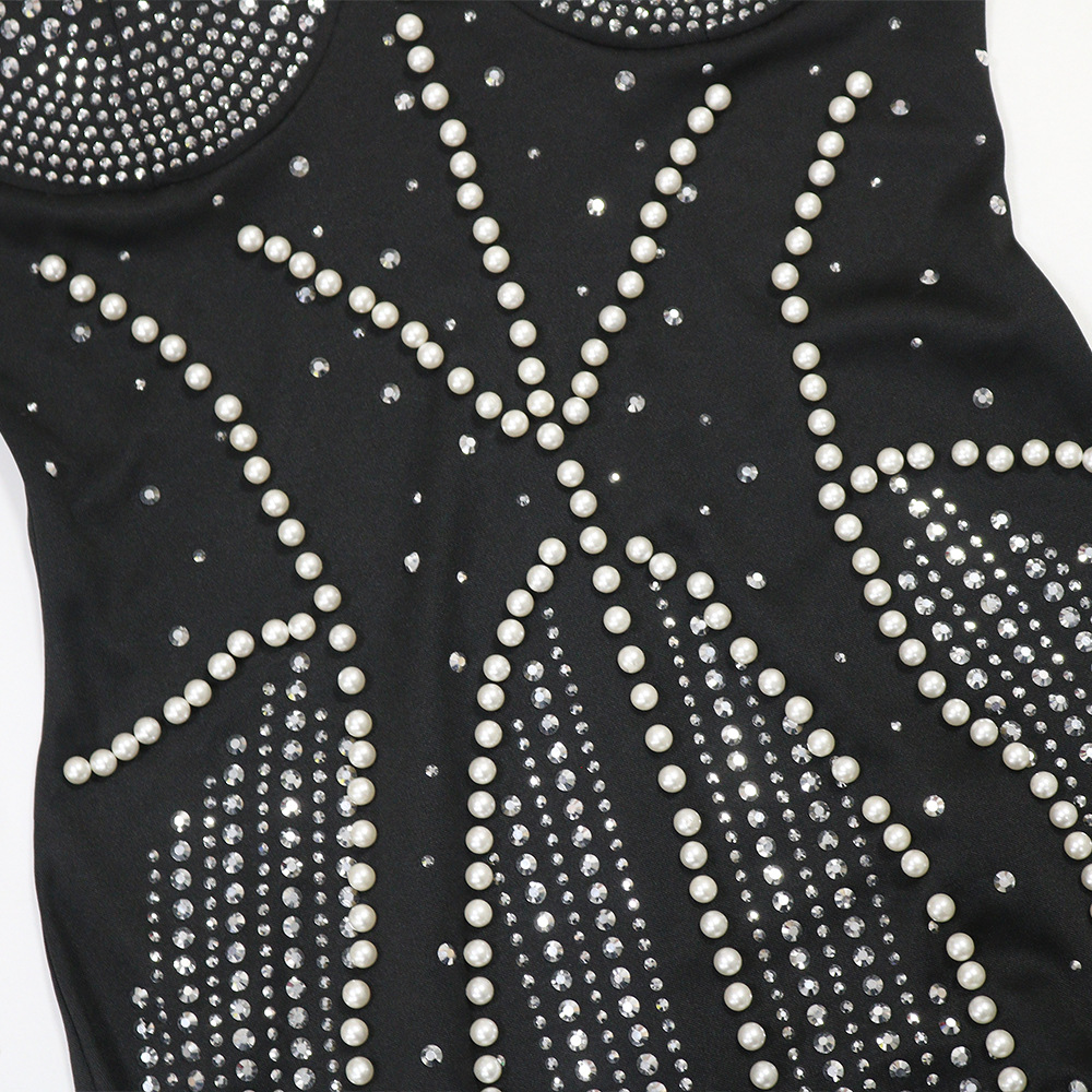 Strapless Beaded Bodycon Dress for Formal Parties