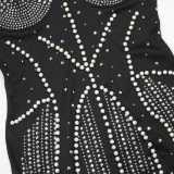 Women Sexy Strapless Beaded Beaded Formal Party Bodycon Dress