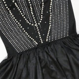 Women Sexy Strapless Beaded Beaded Formal Party Bodycon Dress