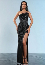 Women Solid Beaded Backless Maxi Dress Women Solid Beaded Backless Maxi Dress