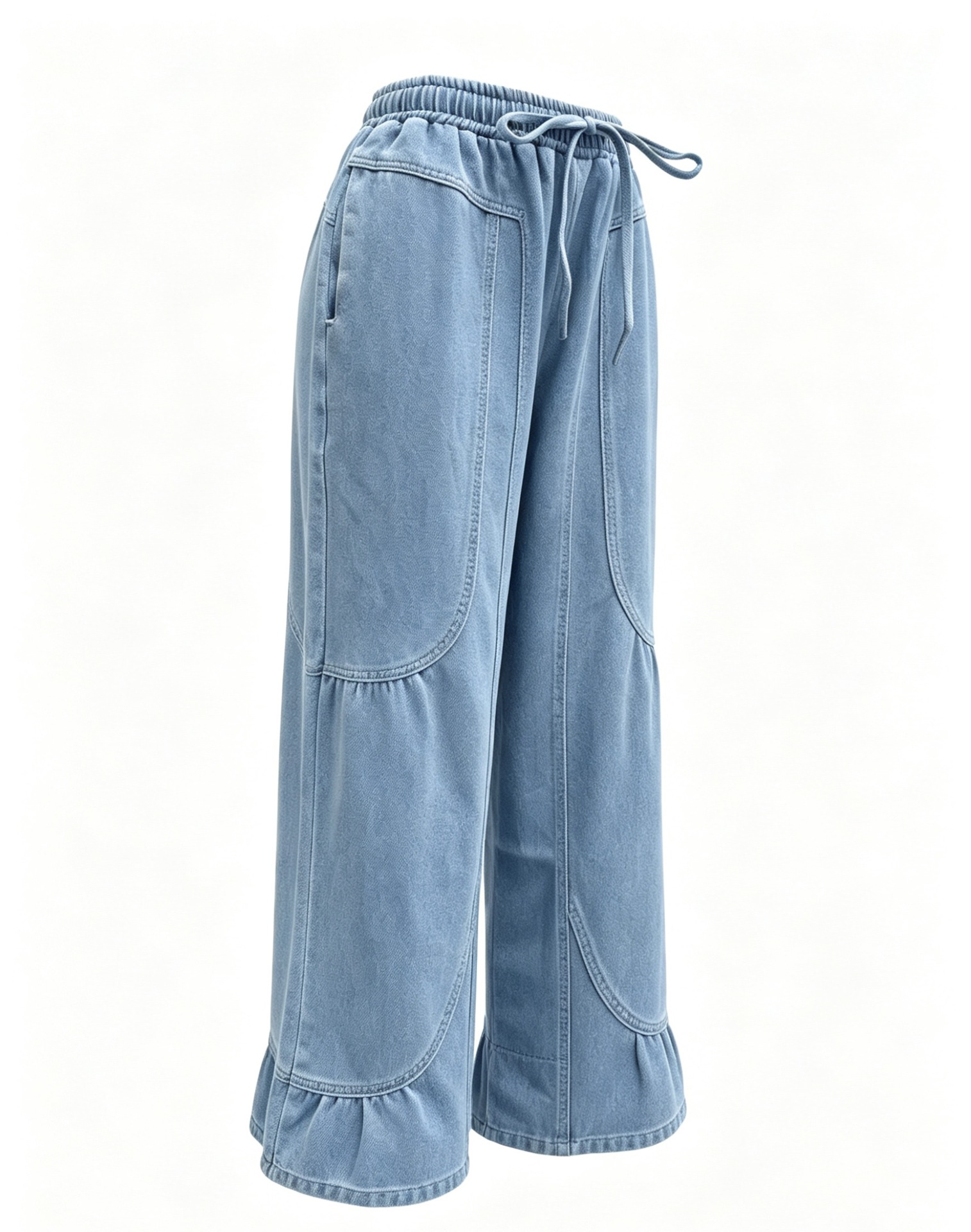 Denim Wide-Leg Pants for Casual Wear
