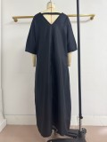 Plus Size Women African Print Holidays Casual V-Neck Dress
