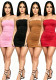 Women Party Solid Strapless Bodycon Dress