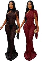 Women Sexy See-Through Lace Fishtail Maxi Dress Women Sexy See-Through Lace Fishtail Maxi Dress