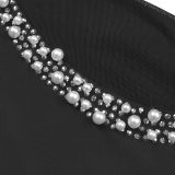 Women Halter Neck Beaded Backless Fishtail Dress
