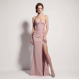 Women Herringbone Beaded Beaded Formal Party Dress Evening Dress