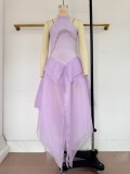 Women Summer African Patchwork Silky Glossy Evening Maxi Dress