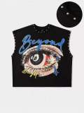 Spring/Autumn Lip Print Studded Casual Vest