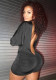 Women Solid Long-Sleeve Sexy Backless Pleated Bodycon Dress